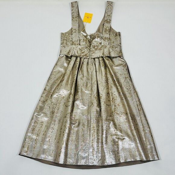 ETRO 42 US/6 Metallic Gold Jacquard Sleeveless Mini Dress Wool Silk NWT $1,560 - Picture 2 of 9